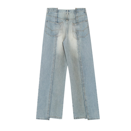 Title 7, Mens Loose Stitching Straight-leg Denim Trouse...