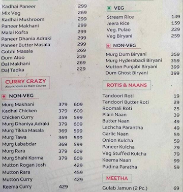 Sardar Ji Tandoori Junction menu 