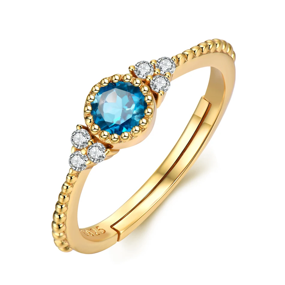 Damesring van S925 sterling zilver met natuurlijke topaas edelsteen, elegante sieraden, perfect cadeau.