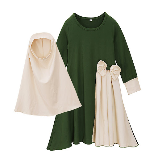 Title 5, Girls Long Sleeve Bowknot Long Dress with Head...