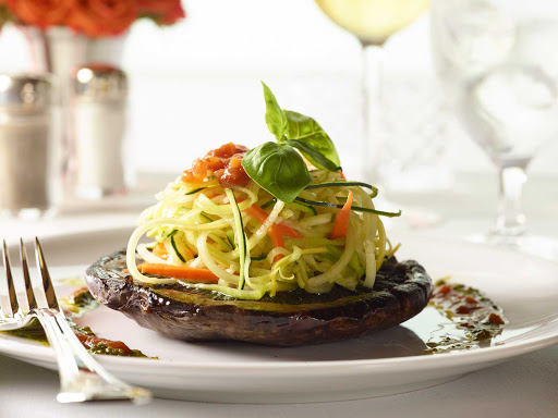 HAL-Main-Dining-Room-Veg-Spaghetti.jpg - A vegetarian spaghetti entrée served in the main dining room of your Holland America ship.  