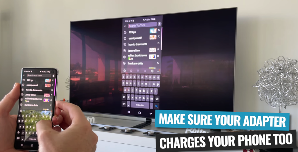 It’s a great idea to get a HDMI adapter that charges your phone while screen mirroring 