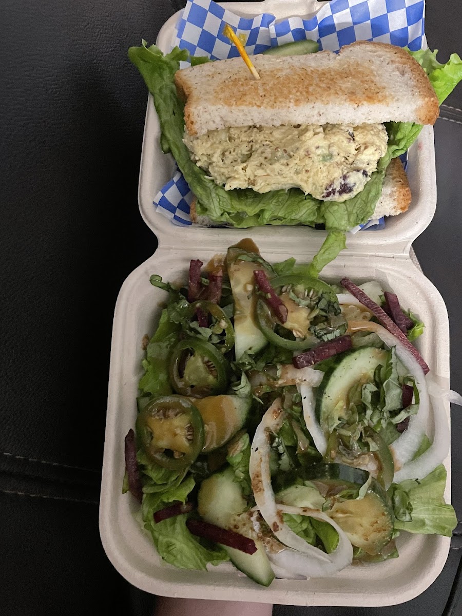 Curry Chicken Salad Sandwich & Kitchen Sink salad