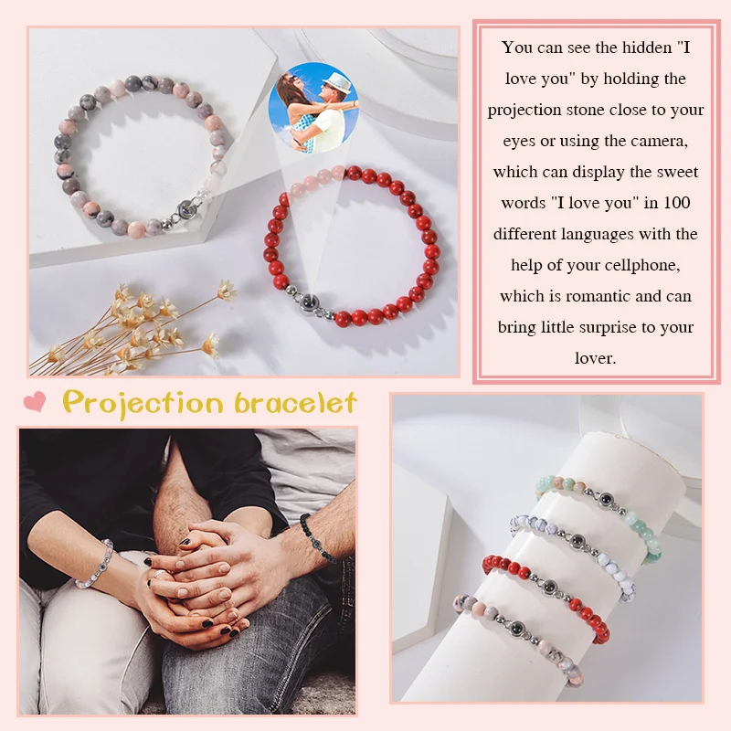 Bracciale con proiezione in pietra naturale da 6 mm, per un look elegante e un benessere naturale. Stile unico e significato profondo.