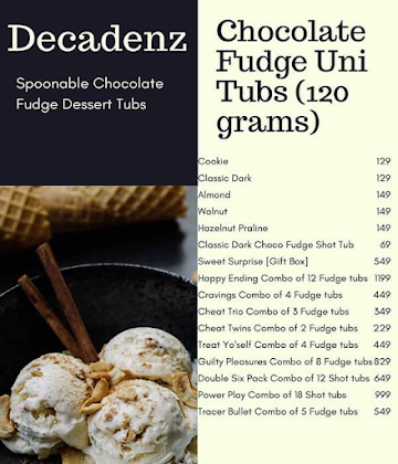 Decadenz menu 