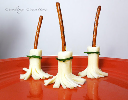 These witches broomsticks are healthy snacks as well as adorable.