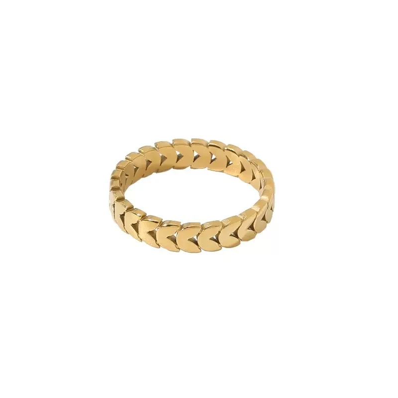 Vintage Blätter Ring, Titanstahl 18K Vergoldung Damen, Stilvoller Damenschmuck, Langlebig und Allergikerfreundlich.