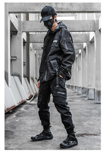 Title 4, Mens Functional Loose Jacket Dark Hooded Windp...