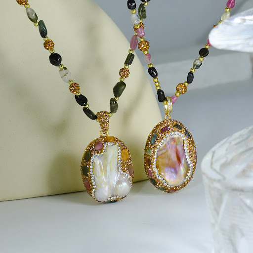 Title 3, Freshwater Baroque Clavicle Chain for Women Nat...