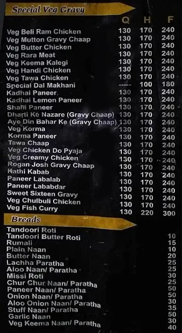 Veerji Malai Chaap Wale menu 