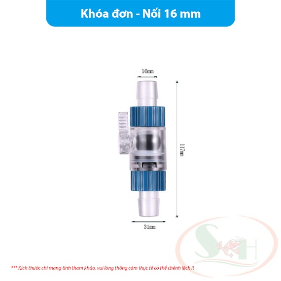 Van Khóa Dòng Marine Nối Chuyển Phi 12, 16, 20 Mm Dây Ống Lọc Thùng Bể Cá Tép