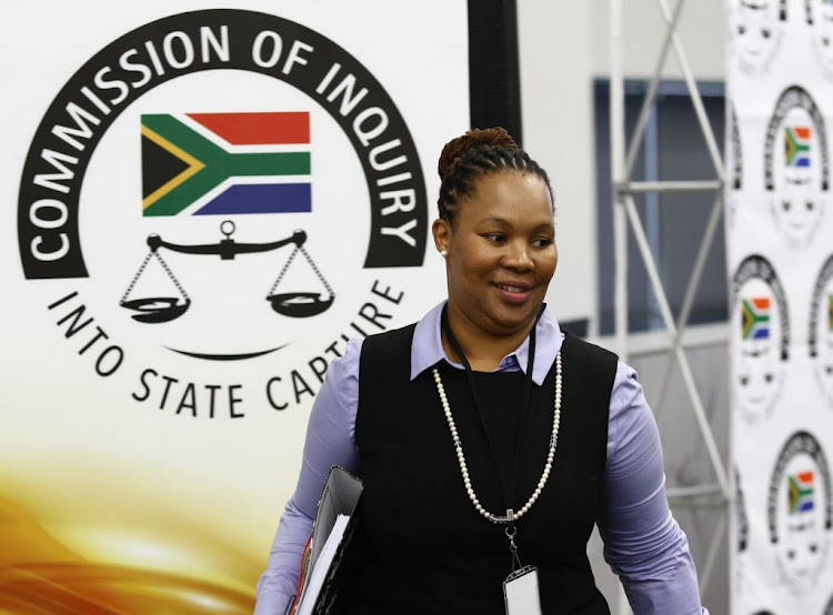 Former National Treasury communications chief Phumza Macanda at the state capture inquiry in Parktown, Johannesburg, on November 26 2018.