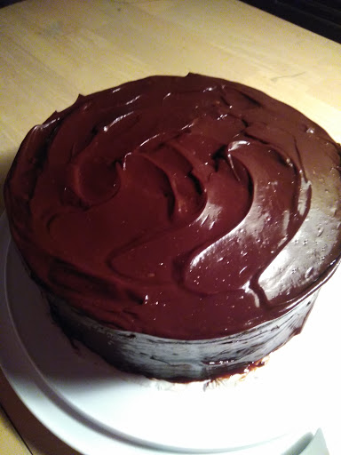 Chocolate cake...... ricotta cheese, sour cream, Dutch chocolate. Waiting for French vanilla ice cream!