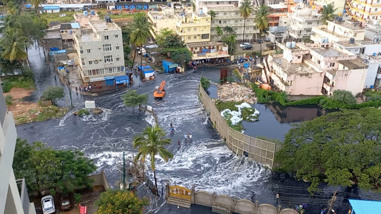 A general view shows flooding after torrential rains slammed the city, in the Bellandur district, Bengaluru, Karnataka state, India. Picture: REUTERS/NITIN KUMAR SRIVASTAVA