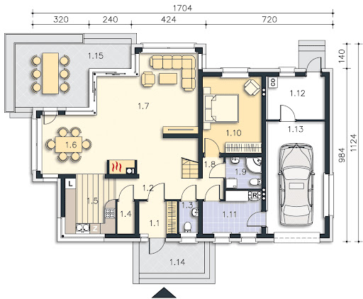 Auckland DCP292 - Rzut parteru