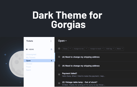 Dark mode for Gorgias Preview image 0