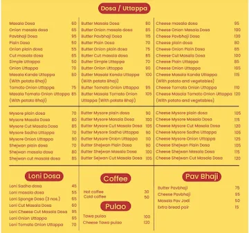 Mankar Dosa Centre menu 