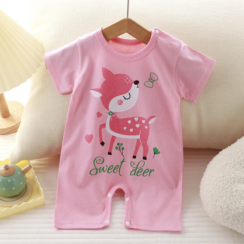 Süße Cartoon-Print-Strampler für Neugeborene, hochwertiger Stoff, kuschelig weich und bequem für das Baby. Perfekt für den Alltag.