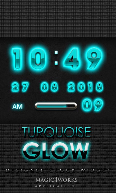 Turquoise Digital Clock Widget Screen 1