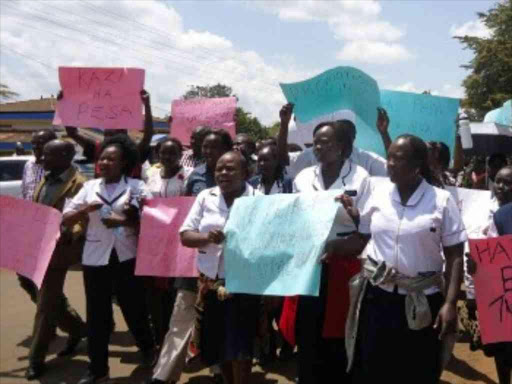 Nandi county nurses during their strike in April. Photo/FILE