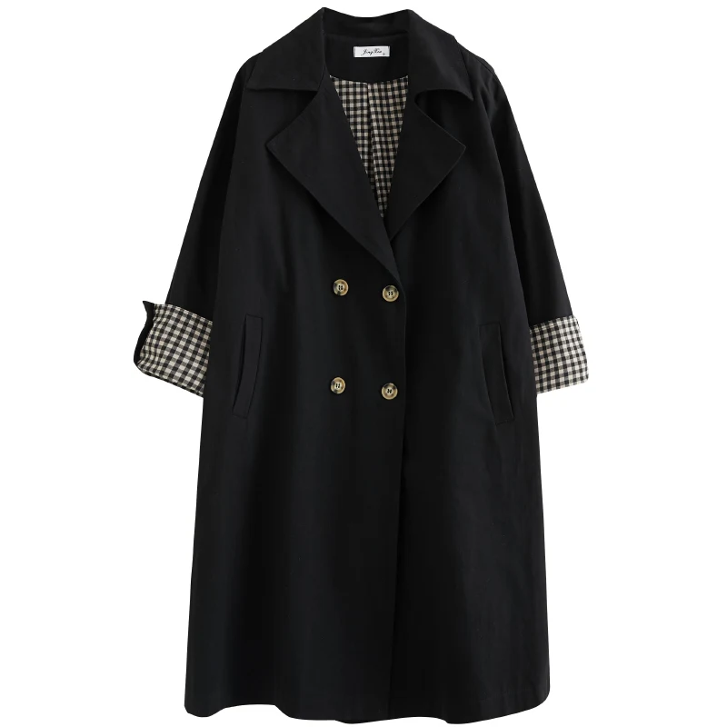 Losse Plus Kunstmest Mid-length Jas met Ruitpatroon, Perfect voor Comfort en Warmte, Ideaal voor de Koudere Dagen.
