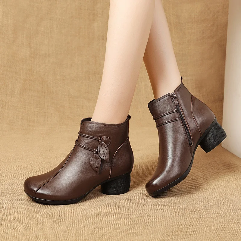 Title 5, Damen Stiefel mit dickem Absatz und warmem Plüs...