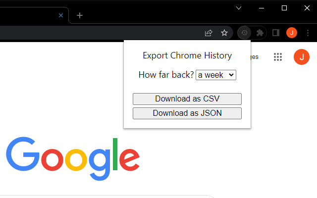 Export Chrome History chrome extension