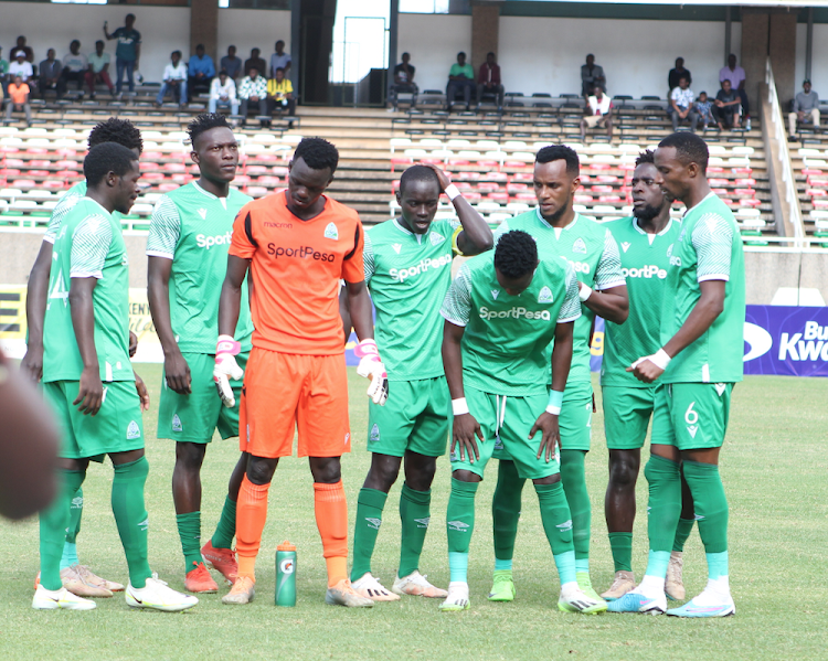 Gor Mahia players after beating Tusker at Moi Stadium, Kasarani