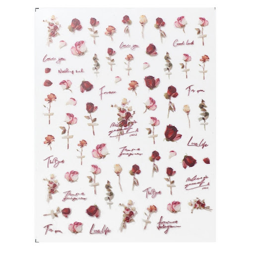 Title 2, Dried Rose Flower Nail Stickers for elegant and...