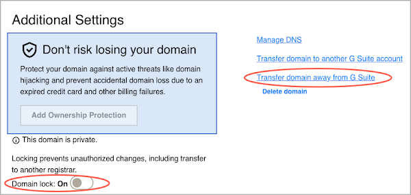 A red circle highlights the Domain Lock button.