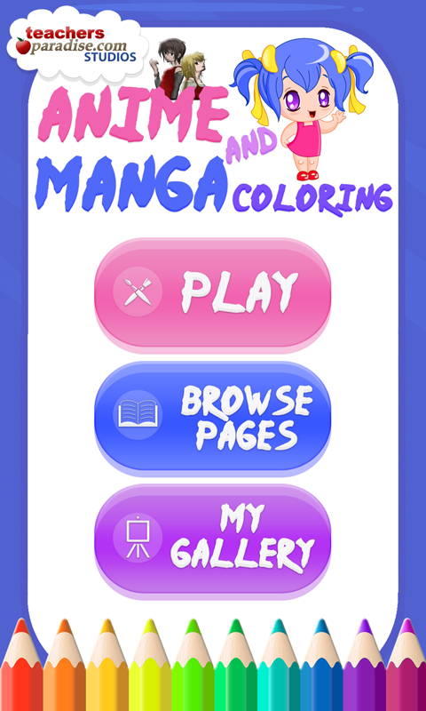 Android application Anime and Manga Coloring Pages screenshort