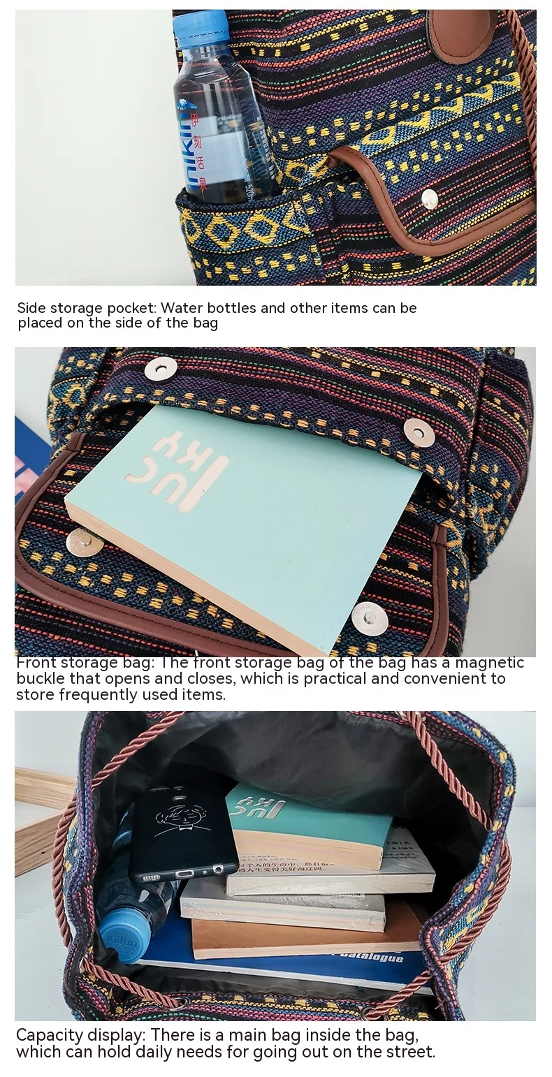 Title 4, Katoenen en linnen tas met grote capaciteit, co...