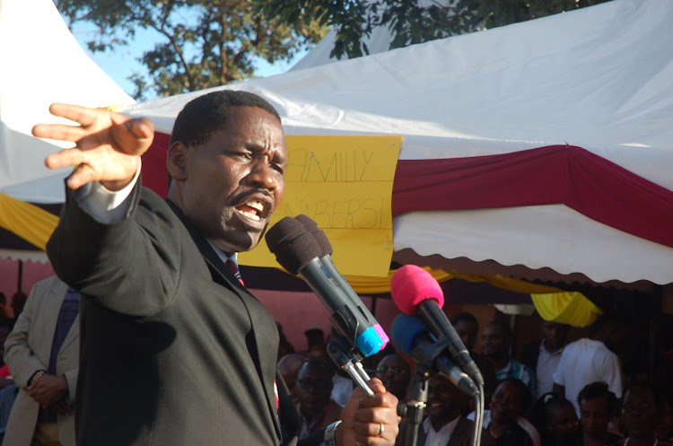 Trade and Industry CS Peter Munya at a burial in Tigania Munya