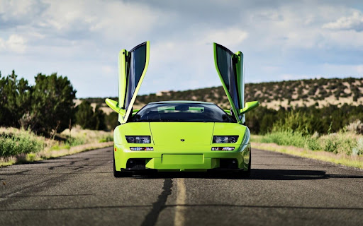 Vibrant Green Supercar with Doors Open on screenshot 2