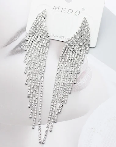 Brincos com asas de diamante e borl - 0