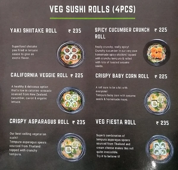 Sushiya Express menu 