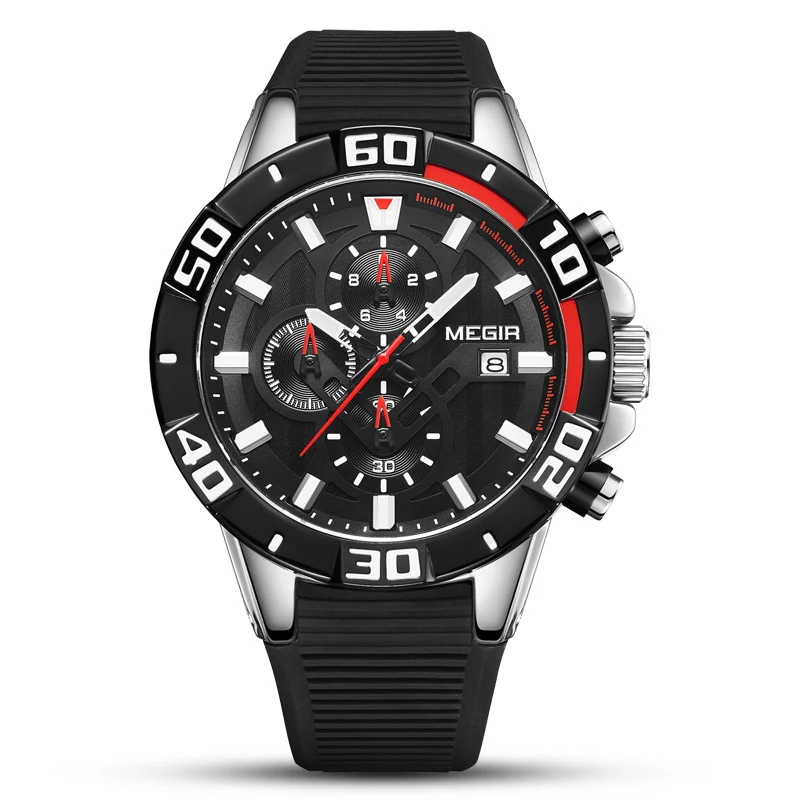 Heren Fashion Luminous Multifunctionele Chronograaf Siliconen Sport Horloge, ideaal voor sport en dagelijks gebruik.