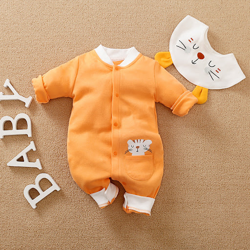 Title 1, Orange long sleeved crawling suit for outdoor a...