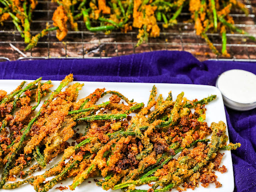 A platter of Fried Asparagus.