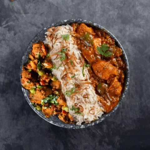 Kadhai Chicken, Soya Masala Sabzi & Jeera Pulao