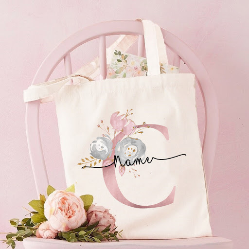 Title 19, Monogrammed Canvas Bag Womens Letter Print Tot...