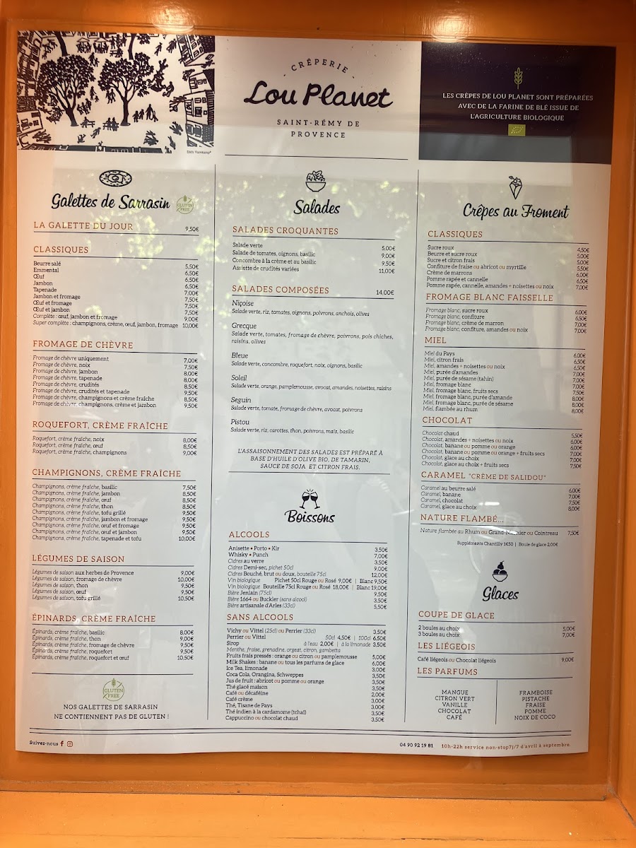 Creperie Lou Planet gluten-free menu