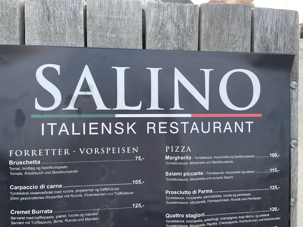 Salino gluten-free menu