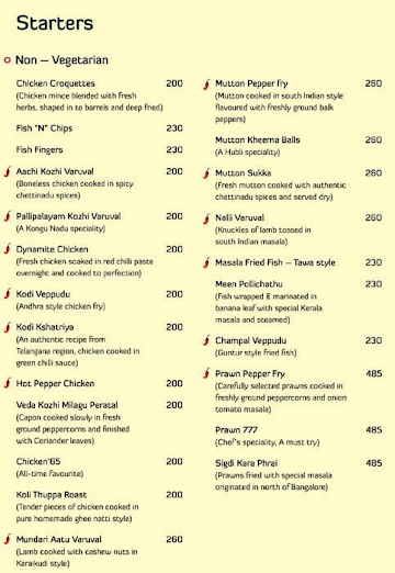 Signature Club Resort menu 