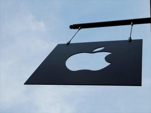 The Apple logo hangs from the front of the new Apple Store Williamsburg in Brooklyn, New York, U.S.