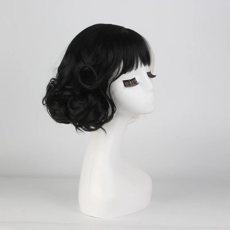 Peluca Cruella de Vil Cosplay Anime Cabello Corto Rizado Blanco y Negro Disfraz Ideal para Fiestas Temáticas y Eventos