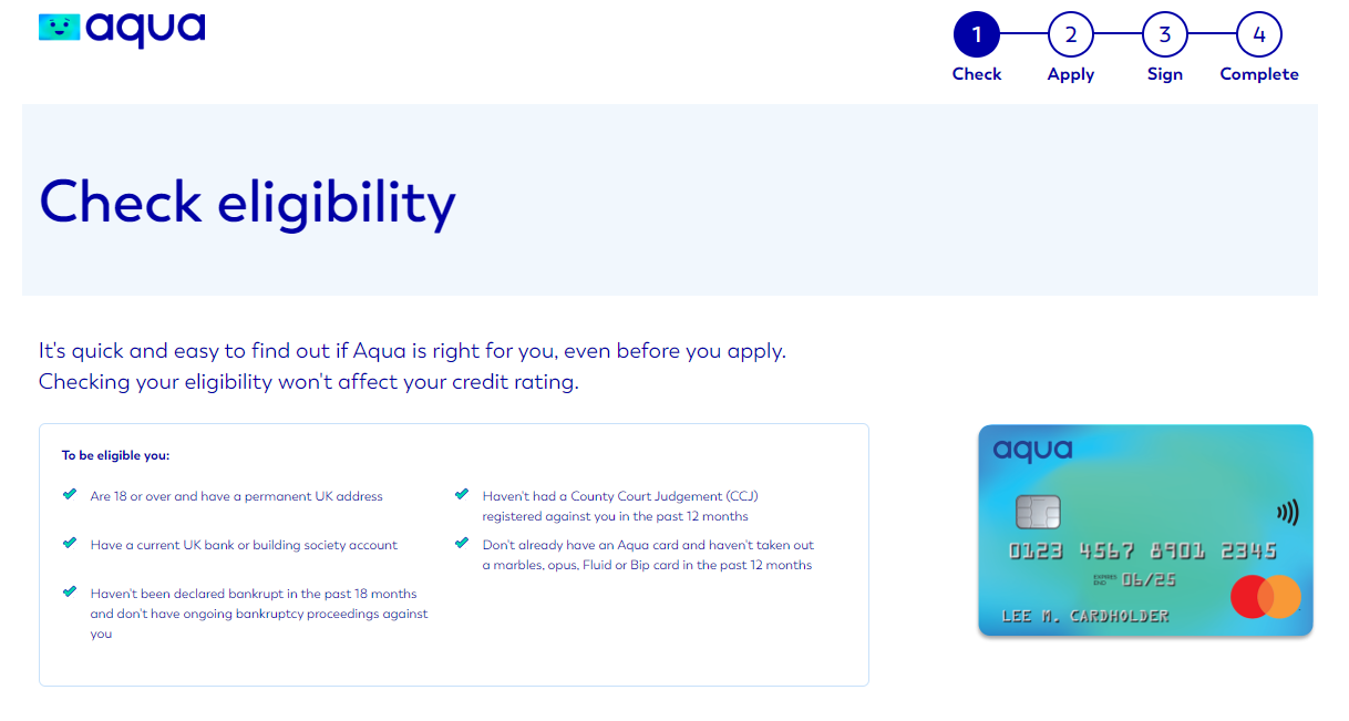 aqua credit card eligibility