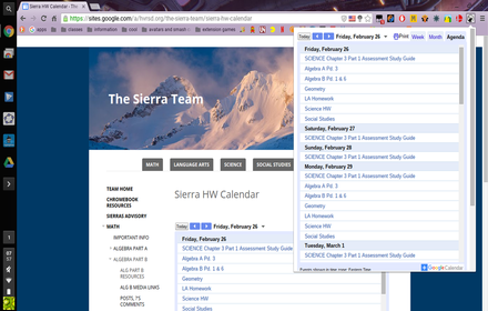 Sierra homework calender small promo image