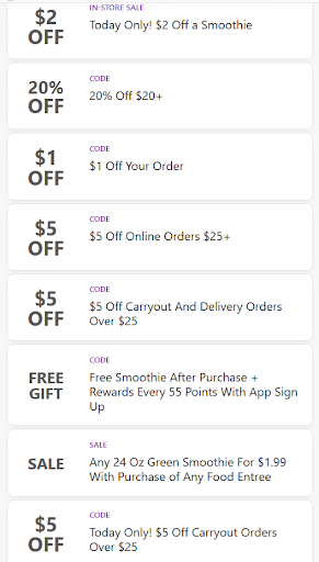 TropicalSmoothies Cafe Coupons  & 1000's of Games