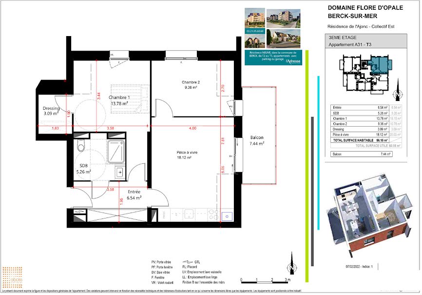 Vente appartement 3 pièces 56.15 m² à Berck (62600), 214 725 €
